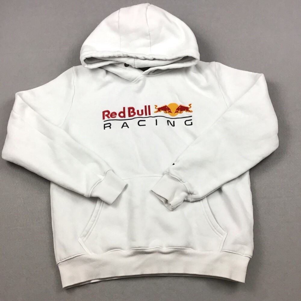 Red Bull Racing Hoodie Men Medium White Graphic Puma Sweatshirt Pullover M *